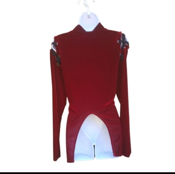 Auditions Plus Size 1X Red Black Velvet Corset Sweater - Picture 3 of 3